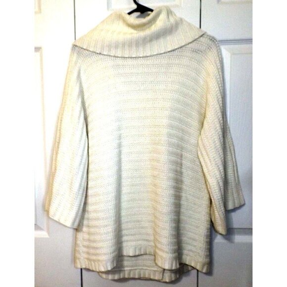 Talbots Large Cream Cowl Neck Cardigan Sweater Wool Blend Missing Inside Button - Picture 4 of 7